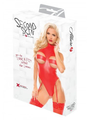 CHEST CUT OUT HALTER TEDDY RED L/XL