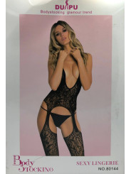 BODYSTOCKING TUTA SCOLLATA NERA TAGLIA UNICA