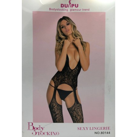 BODYSTOCKING TUTA SCOLLATA NERA TAGLIA UNICA