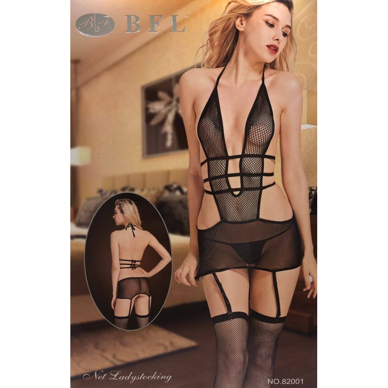 VESTITINO INTIMO SEXY NERO RETE TRASPARENTE UNICA TAGLIA