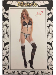 INTIMO COORDINATO 2 PEZZI SEXY LINGERIE CON CALZE