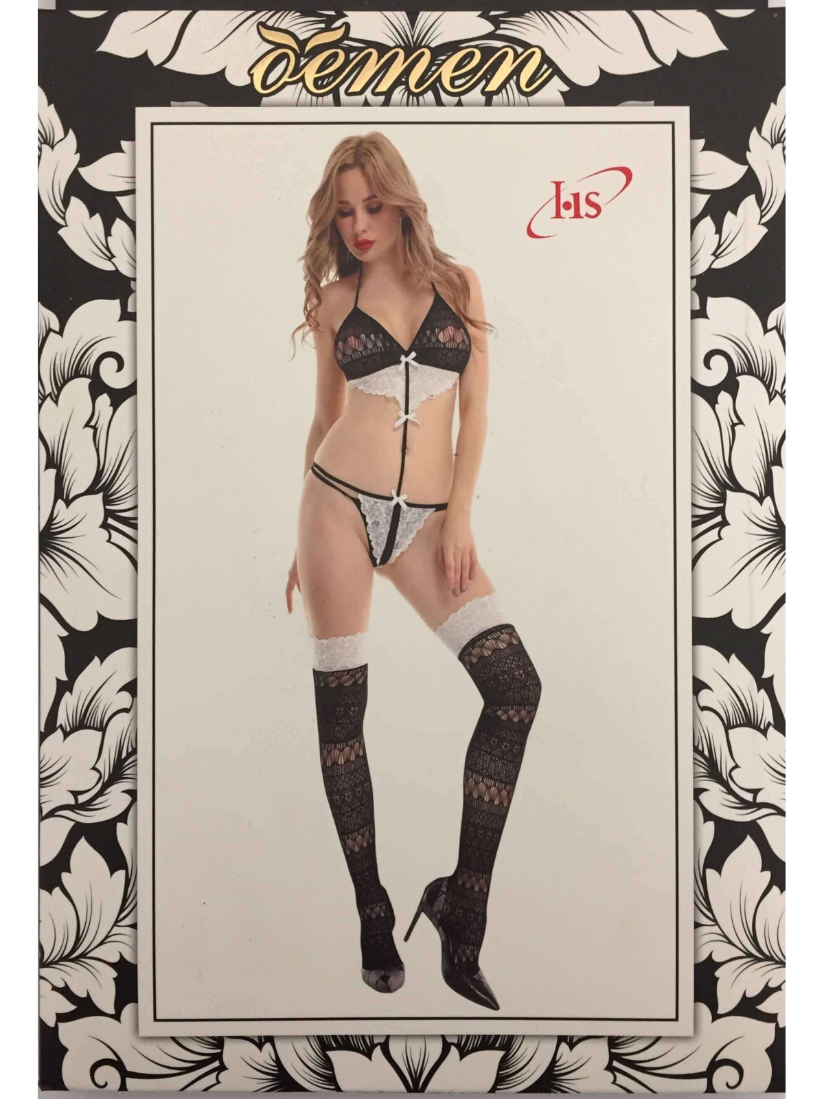 INTIMO COORDINATO 2 PEZZI SEXY LINGERIE CON CALZE