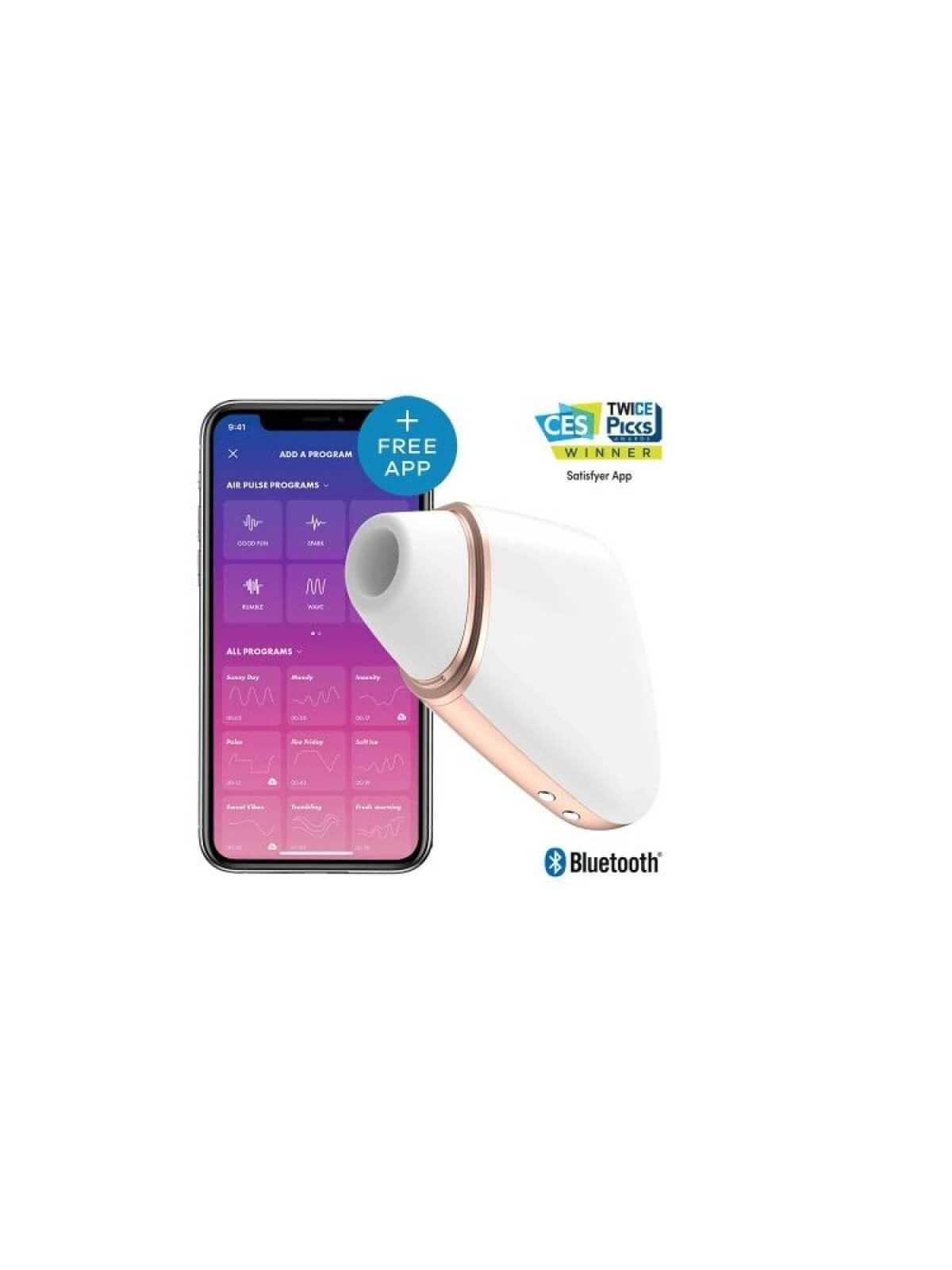 Succhia Clitoride Satisfyer con App Vibratore Stimolatore Vaginale in Silicone Love Triangle