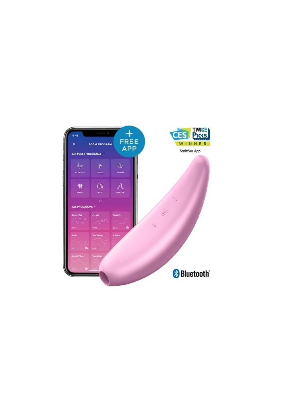 Stimolatore Clitoride Vaginale Succhia Vagina con App Satisfyer Ricaricabile Curvy 3+