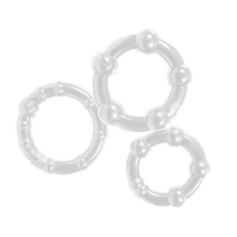 Anello Fallico Stay Hard - Three Rings - Clear