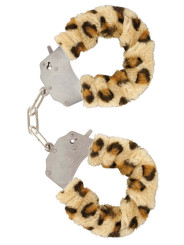 Manette in peluche color leopardo,per giochi erotici