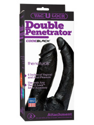 DILDO DOPPIO Naturale Nero 16cm Double Penetrator Vac-U-Lock''