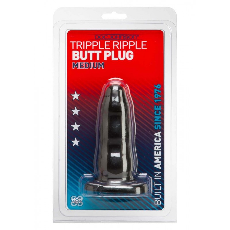 PLUG ANALE TRIPLE RIPPLE BUTT PLUG BLACK M